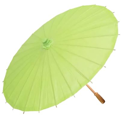 SHINROAD Parapluie en papier coloré avec poignée en bambou, style chinois, artisanat décoratif, peinture à l'huile, parasol vintage léger, Vert, 60 cm