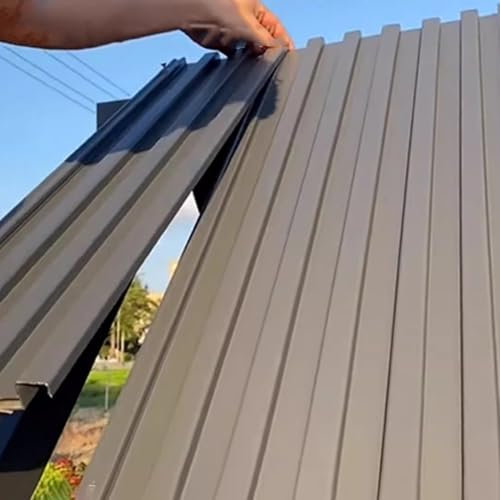 Trapezblech Wellplatten für Dachziegel, 1, 2, 3, 4, 5, 6 Fuß, Dachplatte für Hühnerstall, Gewächshaus, Mobilheim, Aluminium-Terrassendach für Die Wandmontage Über Einer Terrasse(Gray,1 PCS_L 2FT(61CM)