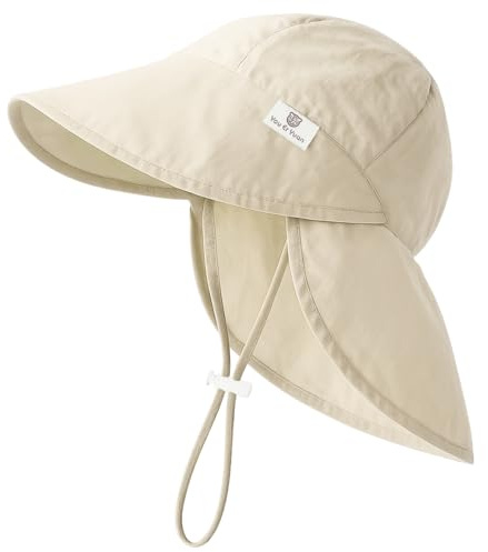 Chapeau Anti UV Bébé,Chapeau Anti UV Enfant,Respirant Chapeau Bebe (Beige)
