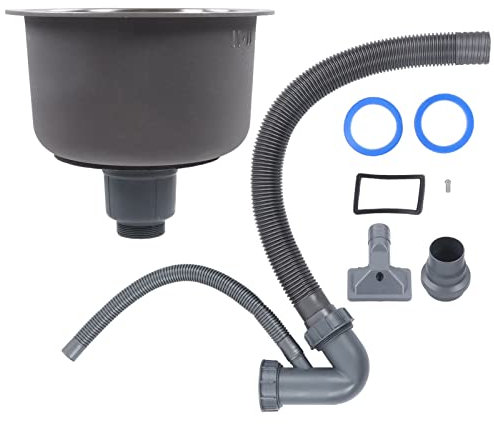 Dioche Mini Fregadero de Cocina Redonda de 30 Cm Diámetro Cuenca Acero Inoxidable con Diseño Doble Montaje para Uso Barra o Cocina