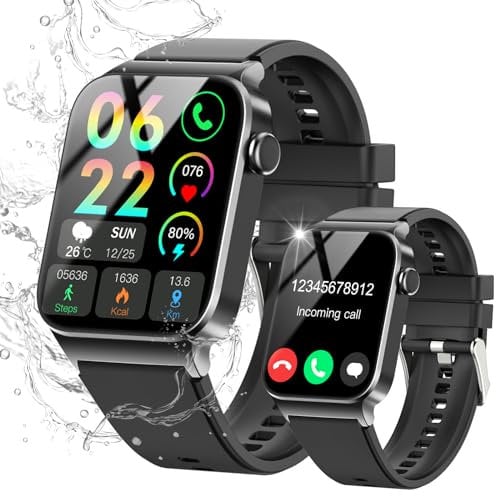 STECEi Smart Watch for Men Women Answer/Make Call, 1.85 HD Smartwatch with Heart Rate/Sleep/Steps Monitor, 110+ Sports Fitness Watch, IP68 Waterproof Activity Tracker Watch for Android iOS, Black