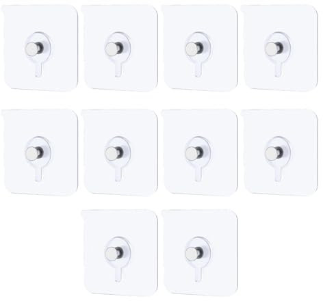 10Pcs Picture Hooks No Nails,Heavy Self Adhesive Picture Hooks,Transparent Waterproof Wall Hook for Hanging Without Nails,for Pictures Hanging Photo Frame Wall Decoration Without Damage(Max 2.5 kg)