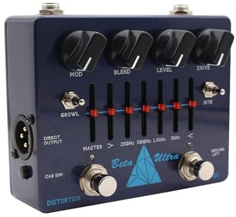 summina Beta Ultra Distortion Pedal Dual Modes DI Box Bass Effektpedal 6-Band EQ Kopfhörer Ausgang Amp Simulator mit Kabinettemulation für Bassgitarrenspieler