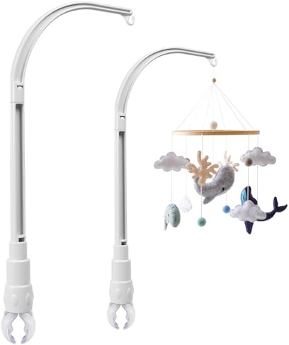 Zithgen Mobile Halterung für Babybett, Babybett Klingelhalterung Mobile Baby Bett Halter, Baby Wiege Mobile Aufhänger Wickeltisch Mobilehalter für Aufhängung Windspiele Spielzeug, Weiß(nur Arm)