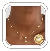 Finrezio Kette Silber 925 Damen Halskette Gold Silber mit Zirkonia Schmuck | Halskette Damen Gold/Silber Ketten 14K Goldkette Choker Kette Halskette Gold/Silber Geschenke Ketten für Frauen