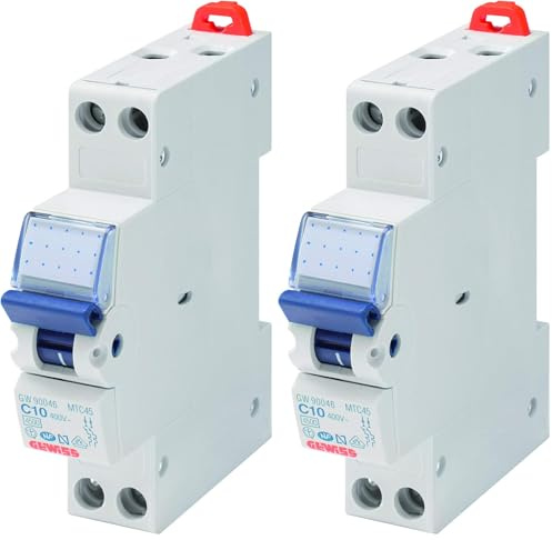 GEWISS DISJONCTEUR MAGNÉTOTHERMIQUE - MTC 45-1P+N COURBE C 32A - 4500A/6kA - 1 MODULE - NEUTRE À GAUCHE (Lot de 2)