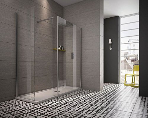 Revron Walk in Shower Enclosure 8mm Toughened Safety Glass & Raised Edge Shower Tray Includes Support Bar 1700 x 750