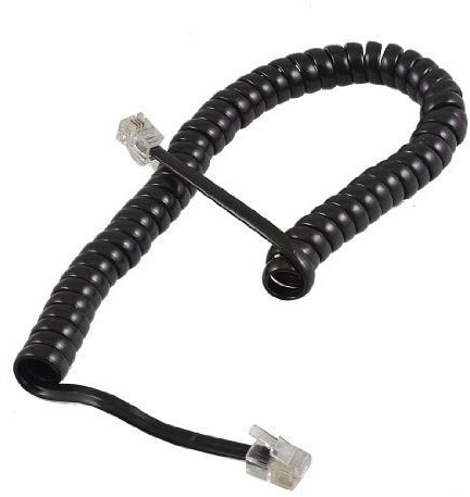 CABLEPELADO Cable telefonico | Cable RJ10 | Cable RJ9 | Cable RJ22 | Cable de teléfono de línea fija | Longitud en espiral | 4 hilos 4P4C | 2 Metros | Negro