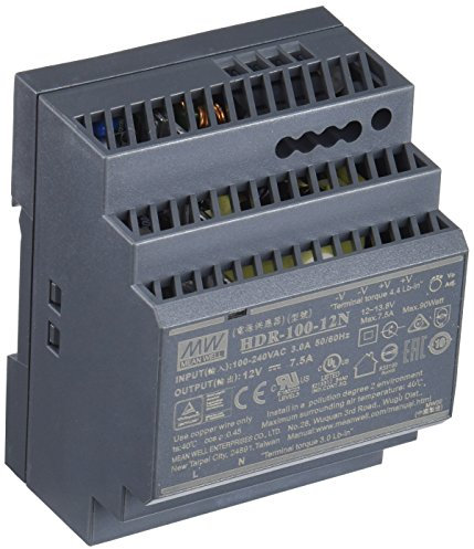 Mean Well HDR-100-12N - Fuente de alimentación (1 Salida, 100 W, Montaje en Carril de 12 V, 7,5 A)