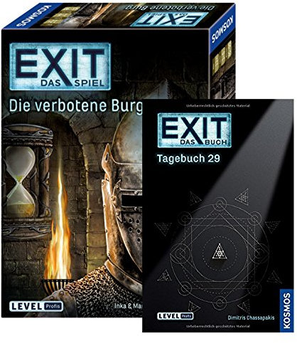 EXIT Kosmos Spiele 692872 Spiel, Die verbotene Burg, Escape Room Spiel für Zuhause Level Profi Buch - Tagebuch 29 -144 Seiten mit Rätseln und Quizthemen