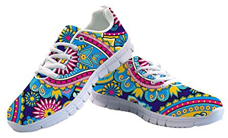 Coloranimal Modische Cartoon-Laufschuhe für Damen, lustig, bedruckt, Sport, Walking, flache Schuhe, Horn Leaf 2, 37.5/38 EU