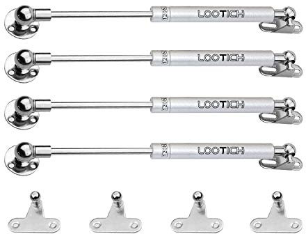 LOOTICH 120N Acero Entero Hidráulico Amortiguador Piston de Gas Resorte para Puertas Armario Muebles de Cocina Elevación Neumática Lid Stay Paquete de 4