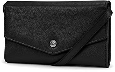 Timberland Damen RFID Leather Wallet Phone Bag with Detachable Crossbody Strap Tasche, Schwarz (Pebble)