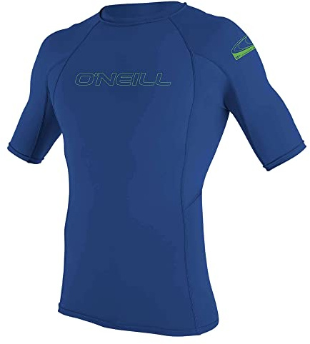 O'Neill Wetsuits Unisex Youth Youth Basic Skins Short Sleeve Rash Guard Shirt, Pacific, 6 UK
