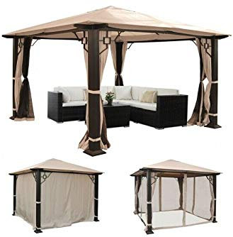 madera Pavillon Pergola 4,5X,3,5 m Gartenzelt Partyzelt Seitenwand Moskitonetz