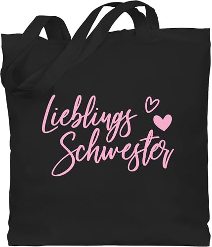 Baumwolltasche - Schwester - Taschen - Lieblingsschwester rosa - Unisize - Schwarz - gifts for sister schwestern geschenk schwesterherz lieblings beutel für geschenke sisters baumwolle coole tasche