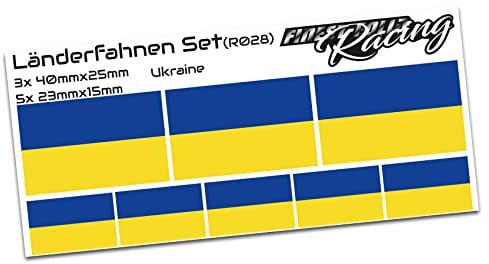 Ukraine Support 8er Set Länderaufkleber Fahne Länderfahne Flagge Wetterfest RC Car Auto Motorrad Sticker Fahrrad Aufkleber Modellbau R028 (Ukraine)