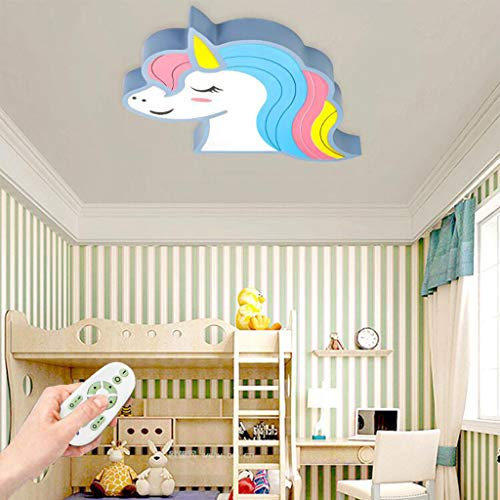 Kinderzimmerlampe LED Dimmbar Deckenleuchte Mit Fernbedienung Deckenlampe Einhorn Form Acryl Mädchen/Junge Zimmer Beleuchtung Kinder Schlafzimmer Esszimmer Hotelzimmer Dekorative Pendelleuchte,Blau …