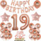 Luftballon 19. Geburtstag Mädchen Rosegold deko Folienballon 19 jahre Geburtstags deko Mädchen Rosegold set happy Birthday 19 Geburtstagsdeko Mädchen Ballon 19 jahre Geburtstag Dekoration set(19)