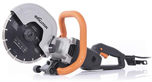 Evolution Power Tools R230DCT Disc Cutter, Concrete Saw, Cut Off Saw, For Cutting Concrete, Stone, Brick, Roof Tile & More - 2000W Motor, No Gas, 90 mm Cut, Incl Diamond Masonry Blade, 110V, 230mm