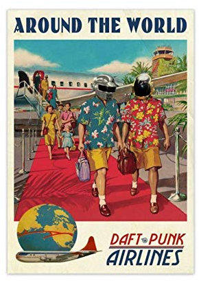 Inga Daft Punk Around The World Poster Edm Poster Minimalistische Wall Art Rip Daft Punk Poster Metallschild 20,3 x 30,5 cm