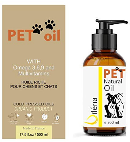 Oïléna - Bio Haustieröl für Hunde/Katzen | Omega 3, 6, 9 & Vitamin E | Stärkt Immunsystem & Energie | Gesunde Haut & Fell, 500ml