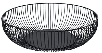NORHOR Metal Fruit Basket, Iron Wire Fruit Basket, Fruit Bowls, Fruit and Vegetable Storage Basket with Wave Shape Design for Kitchen- Decorative Countertop Centerpiece (Black semicircle)