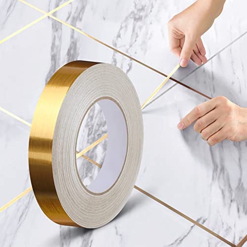 Keramikfliesen Zierleiste Selbstklebend Bodenband Dichtband Dichtungsstreifen,Dichtungsbänder Wasserdicht Schönheitsnaht Zierleisten (1*(2cm*50m),Gold)