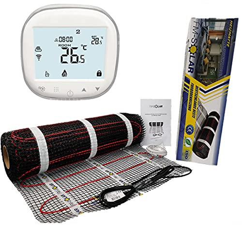 2,5m² Elektrische Fußbodenheizung 200W/m² elektro Bodenheizung TWiIN Fliese, Thermostat:WiFi weiß