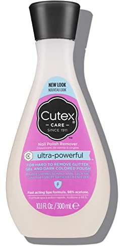 Cutex Gel Nail Polish Remover, Ultra-Powerful & Removes Glitter and Dark Colored Paints, Paraben Free, 10.1 Fl Oz