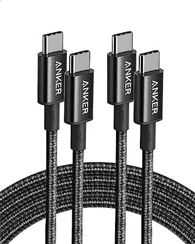 Anker Cable USB C Carga Rapida, 100W 333 Cable USB C 2.0, Carga Rápida para iPhone 16/16 Pro/16 Plus/16 15ProMax MacBook Pro 2024, iPad Pro 2024, iPad Air 4, Samsung Galaxy S23+/S23, y más(1,8m+1,8m)