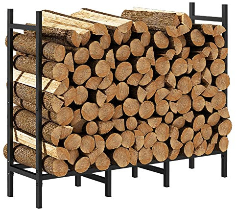 Soporte de leña para interiores y exteriores de 4 pies para almacenamiento de leña de chimenea, soporte apilable ajustable para leña de fuego, soporte de troncos resistente para chimenea, organizador