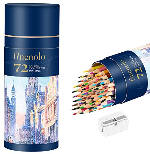 finenolo Buntstifte Set 72 Farben – Ölbasierte Farbstifte mit Spitzer im runden Papieretui – Buntstifte für Kinder & Erwachsene zum Malen, Zeichnen, Schule