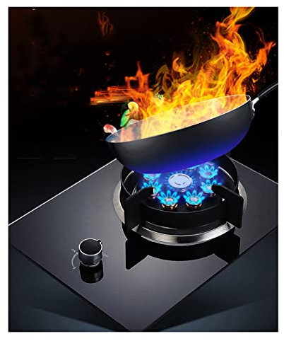 TONGRENYUYI Piano Cottura A Gas 32 Cm, Bruciatore Wok Ad Anello A 9 cavità Temporizzate, Piano in Vetro Temperato Nero con Protezione Antifiamma, Adatto for La Cucina di Casa (Color : A, Size : NG)