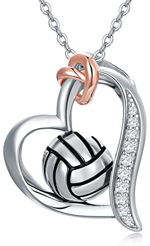 ONEFINITY Volleyball-Halskette, Sterlingsilber, Herz-Anhänger, Sport-Halskette, Schmuck, Geschenke für Frauen und Mädchen