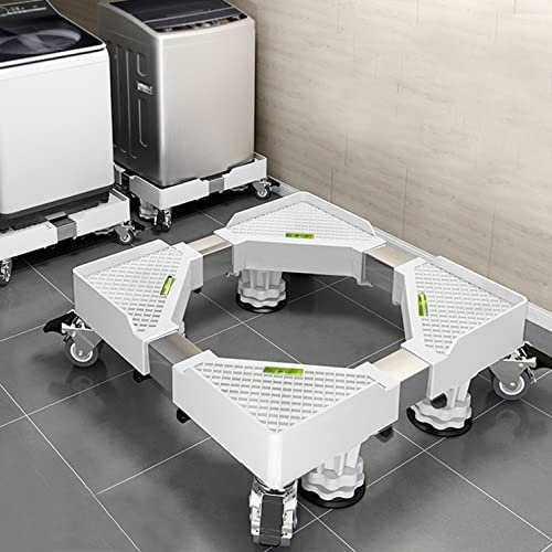 SANJIAOJIA Waschmaschine Verschiebbarer Sockel mit Rollen,Multifunktionales Bewegliches Waschmaschinen Untergestell Verstellbares Stand,für Trockner,Kühlschrank (4 feet,White)