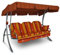 Angerer Freizeitmöbel GmbH Hollywoodschaukel Ibiza - Gartenschaukel Made in Germany - Schaukel zum Sitzen, Liegen und Entspannen - mit Bett-Funktion - einfache Montage (Orange-Gelb-Rot Gemustert)