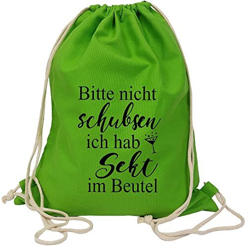 Partybob Fun-Beutel Bitte nicht schubsen - Ich hab Sekt im Beutel (Grün)