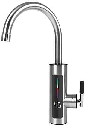 Warmwasserhahn mit Durchlauferhitzer,Elektrischer Küchen-Durchlauferhitzer mit LED-Digitalanzeige,Einstellbare Richtung Heizung Wasserhahn,Geeignet für Badezimmer Küche (Ellenbogen B)…