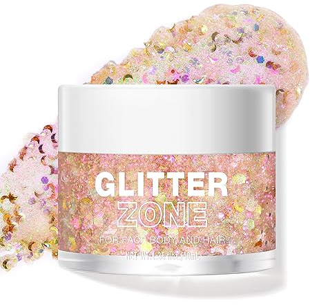 LANGMANNI Holographic Body Glitter Gel for Body, Face, Hair and Lip.Color Changing Glitter Gel Under Light. Vegan & Cruelty Free-1.35 oz (6# Dreamy Galaxy)
