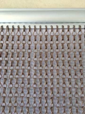 Bronze Aluminium Chain Curtain Metal Door Curtain Insect Screen Double Hook Silver - Extra Wide - 150cm x 210cm