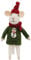 White Mouse Ornament - Wool Mouse in Green Snowman Sweater Christmas Ornament