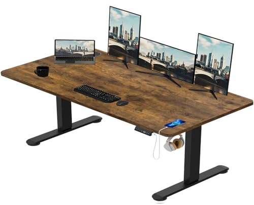 TRIUMPHKEY Höhenverstellbar Schreibtisch 180x80cm mit USB Ladeanschluss, 3 Memory-Steuerung groß Höhenverstellbarer Schreibtisch Anti-Kollision Computertisch Höhenverstellbarer Tisch