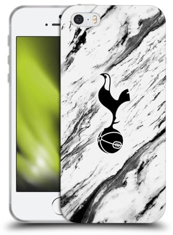 Head Case Designs Offizielle Tottenham Hotspur F.C. Schwarzweiss-Marmor Badge Soft Gel Handyhülle Hülle kompatibel mit Apple iPhone 5 / iPhone 5s / iPhone SE 2016