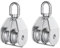 2-Pack M32 Double Pulley Block, Stainless Steel Dual Pulley Block Wheel Pulley Roller, Heavy Duty Swivel Pulley Block Wire Rope Crane Hanging Wire Towing Wheel for Lifting, Max-Load 551Lbs/250Kg