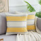 2er Set Kissenbezüge Leinen Dekokissen Streifen Kissenbezug Sofakissen Dekorativ Couchkissen Kissenhülle Moderne Deko für Wohnzimmer Schlafzimmer 50x50 cm, Gelb Hellgrau Streifen