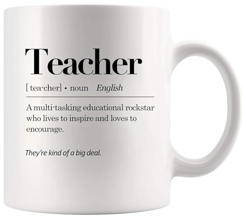 Panvola Teacher Definition Teacher Mug Gifts For Professor 11oz White | Year End Appreciation Gifts Educator Gifts Ceramic Mug Novelty Drinkware