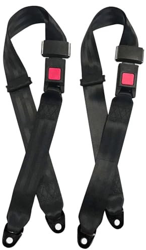 Zeetan Cintura Regolabile A Due Punti di Sicurezza di Alta qualità Cinghia di Estensione della Cintura del Veicolo dell'automobile Universale Nera, Golf Cart Seat Lap Strap Belt Kit