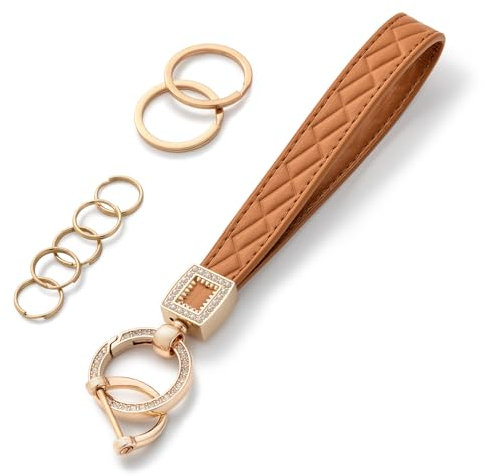 AOKSUNOVA Schlüsselanhänger Auto Frauen, Schlüsselanhänger Damen Elegant, Autoschlüsselanhänger mit Glitzer, Geschenke für Frauen Freundin(Braun)