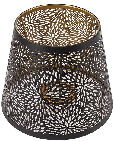 Abat-jour en Métal, Abat-jour Creux en Forme de Fleur, Couvercle de Lumière Noire pour Lampe de Table et Lampadaire, avec Diamètre Supérieur de 13 Cm et Diamètre Inférieur de 19 Cm